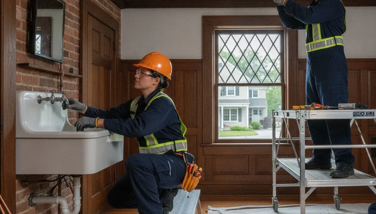 Plumber repairing a pipe in Andover, MA for plumbing service at plumberandoverma-new.com