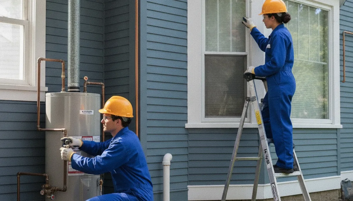 Plumber repairing a leak in Andover, MA for plumbing service at plumberandoverma-new.com
