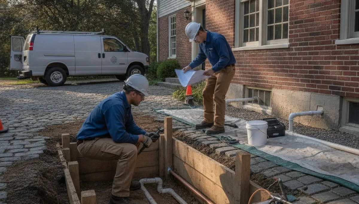 Andover, MA plumber repairing a residential pipe leak for plumbing service call