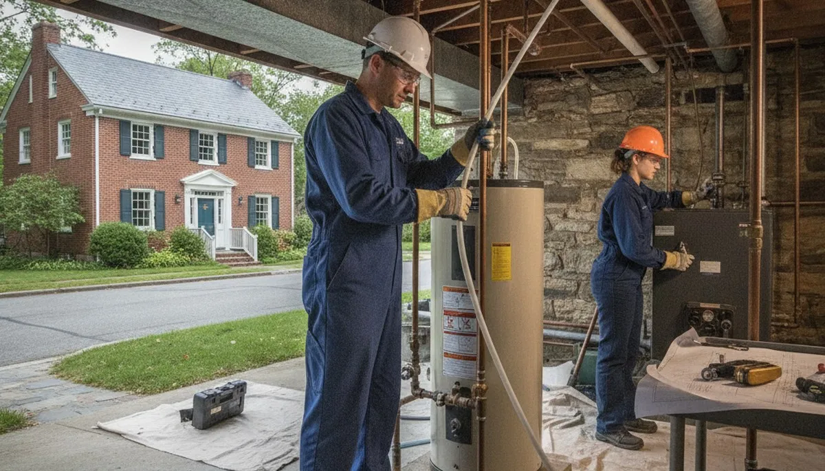 Plumber repairing a pipe in Andover, MA for emergency plumbing service
