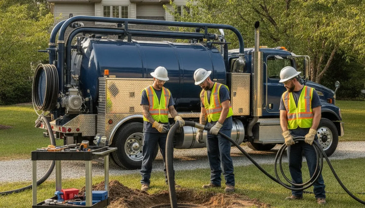Andover, MA plumber performing septic pumping service for a residential home