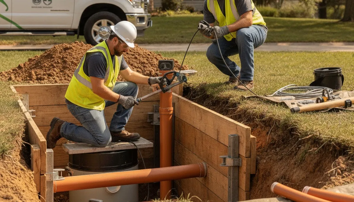 Septic repair service truck for Andover, MA homes by On Call Plumbers