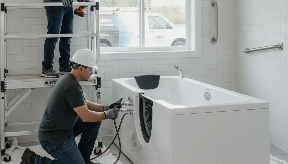 Walk-in tub plumbing installation for Andover, MA home by local plumbers